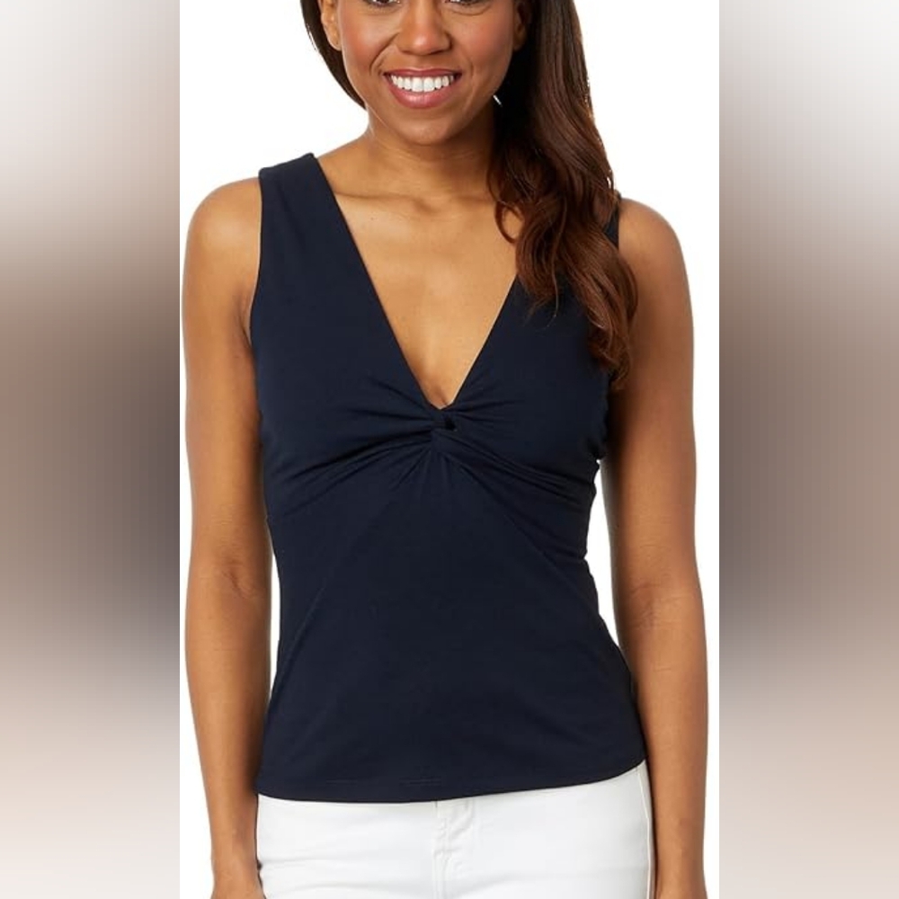 Nic & Zoe Polished Jersey Twist Tank Size L Indigo Blue